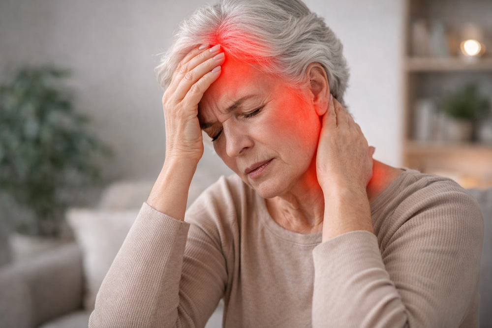 Nackenschmerzen von Kopfdruck